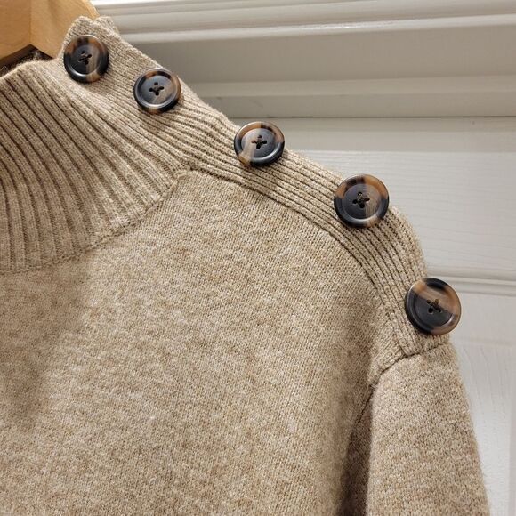 Anthropologie Margarita Tunic Sweater, button shoulder mock neck, sz Sm - Picture 4 of 14